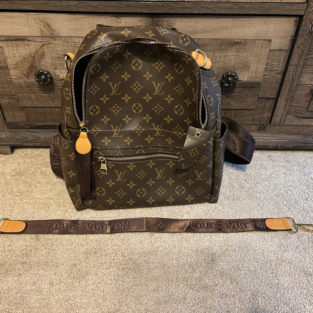 Luxury Inspired Brown Monogram Backpack Gold Hard… - image 12